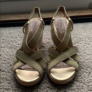 Merona Gold Strappy Slip On Wedges